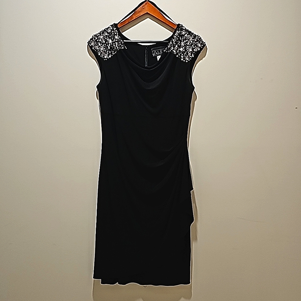 ALEX evenings black dress with beadwork
